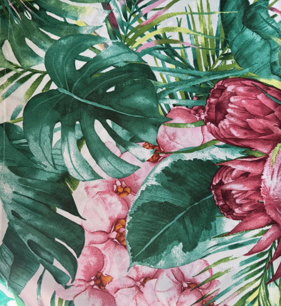 White Green Leaf Pink Protea Table Cloth