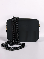 Crossbody Silicone Purse - Black with acrylic strap