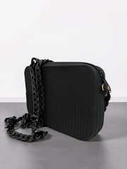 Crossbody Silicone Purse - Black with acrylic strap