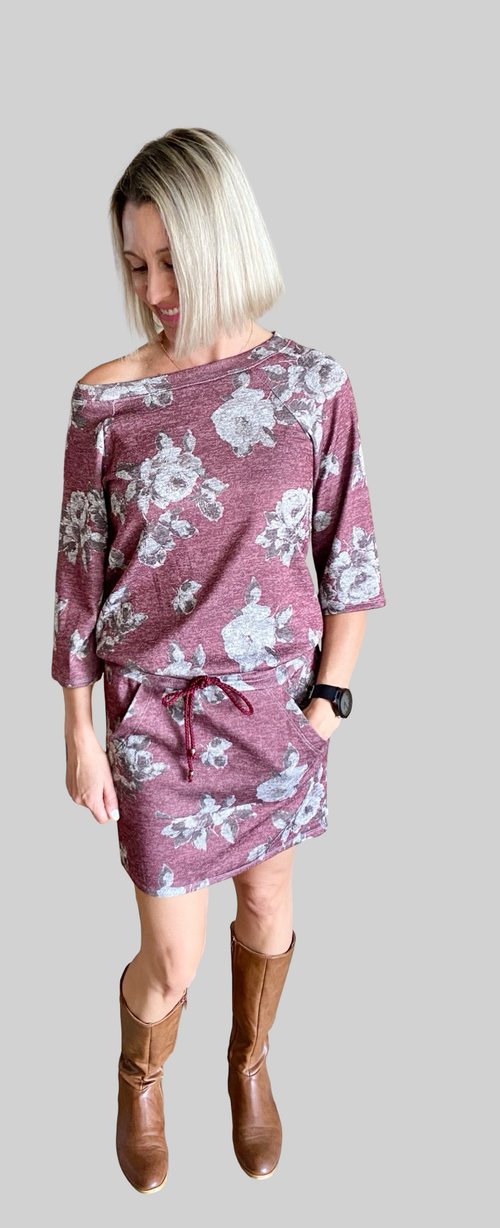 La Rose Abby Dress - Maroon Floral