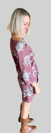 La Rose Abby Dress - Maroon Floral