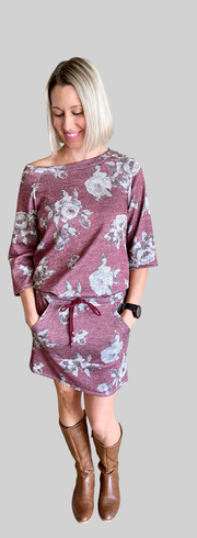 La Rose Abby Dress - Maroon Floral