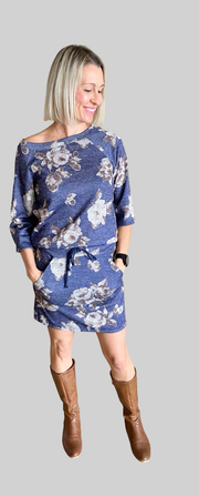 La Rose Abby Dress - Navy Floral