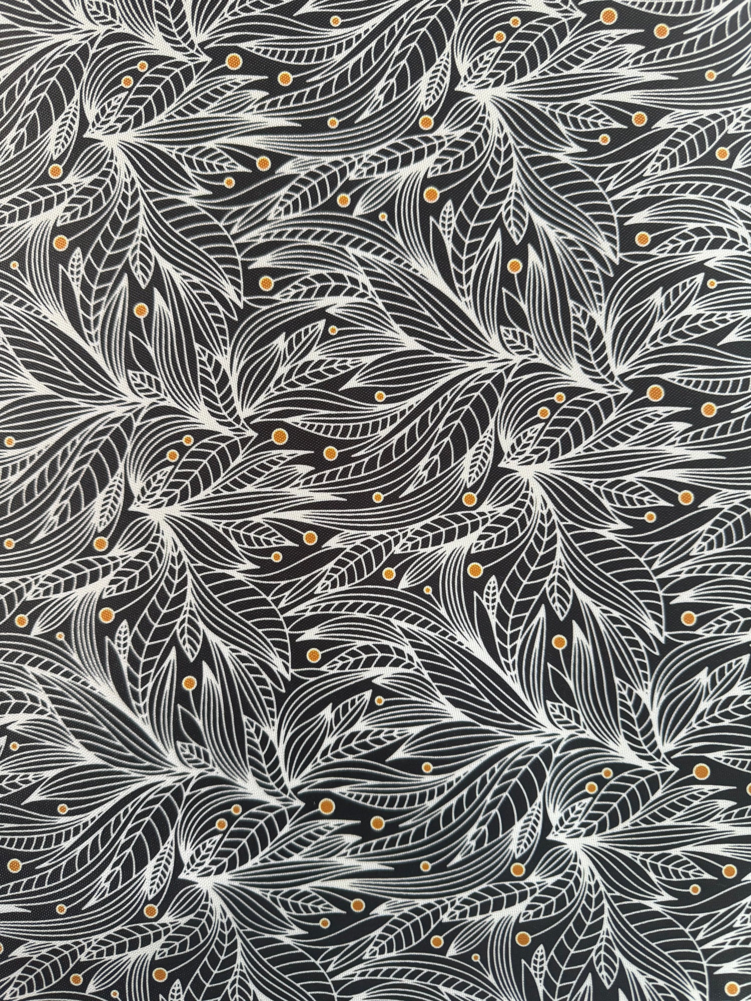 Black Golden Dot Botanical Table Cloth