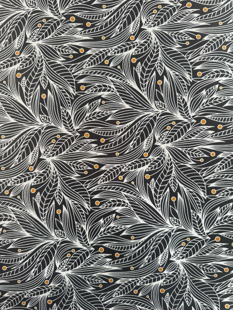 Black Golden Dot Botanical Table Cloth