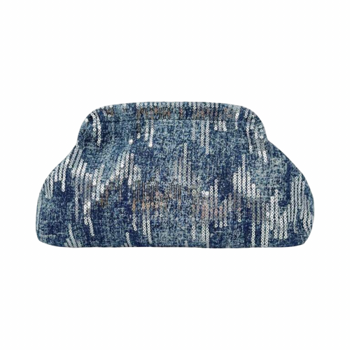 La Rose Clutch Sequence Bag - Denim
