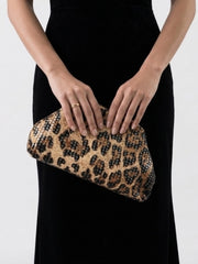 La Rose Clutch Sequence Bag - Animal Print lifestyle