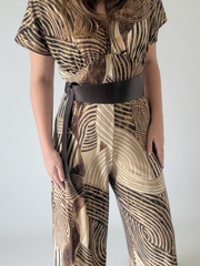 La Rose Alona Jumpsuit - Brown Geo Print
