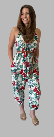 La Rose Kathleen Jumpsuit - Red hibiscus