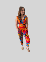 La Rose Claire Jumpsuit - Orange floral