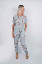 La Rose Inga Jumpsuit - Blue grey leaf