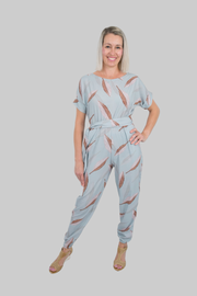 La Rose Inga Jumpsuit - Blue grey leaf