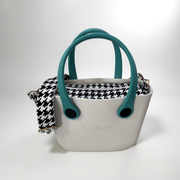 Eva Super Mini - White / Houndstooth with Turquoise
