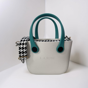 Eva Super Mini - White / Houndstooth with Turquoise