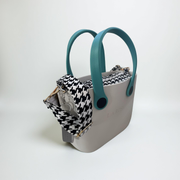 Eva Super Mini - White / Houndstooth with Turquoise