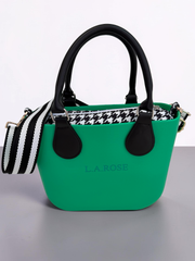 Eva Super Mini - Emerald Green / Houndstooth with Black and White
