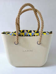 Cream / Yellow Blue Geometric / Beige Rope