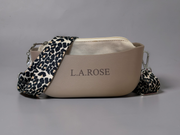 Mini Crossbody - Beige with Animal Print Strap