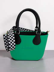 Eva Super Mini - Emerald Green / Houndstooth with Black and White