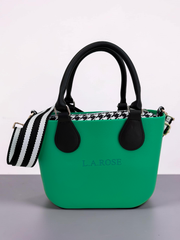 Eva Super Mini - Emerald Green / Houndstooth with Black and White