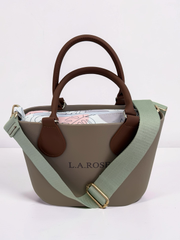 Eva Super Mini - Khaki / Cream Floral with Brown and Mint Green
