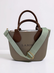 Eva Super Mini - Khaki / Cream Floral with Brown and Mint Green