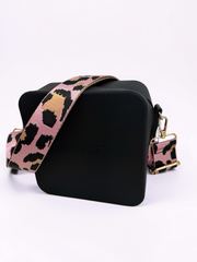 Silicone Square Bag - Black Light Pink Animal Print