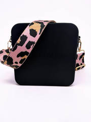 Silicone Square Bag - Black Light Pink Animal Print