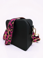 Silicone Square Bag - Black Hot Pink Animal Print