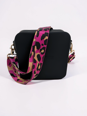 Silicone Square Bag - Black Hot Pink Animal Print
