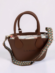Eva Super Mini - Chocolate Brown / Beige Leaf with Check
