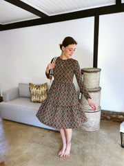 La Rose Marina Dress - Brown Green Diamond