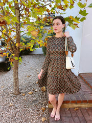 La Rose Marina Dress - Brown Green Diamond